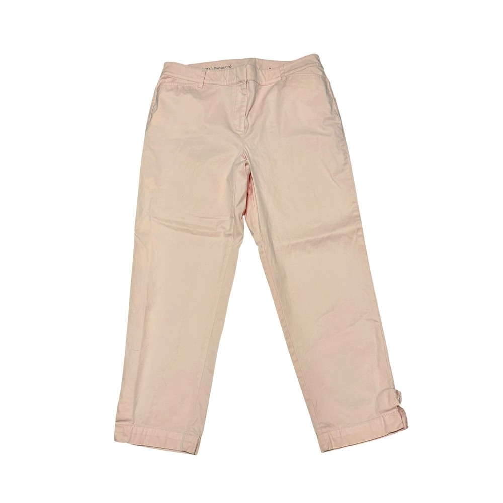 Talbots Size 10 Perfect Crop Pants Pink Cotton Stretch Chino Straight Leg